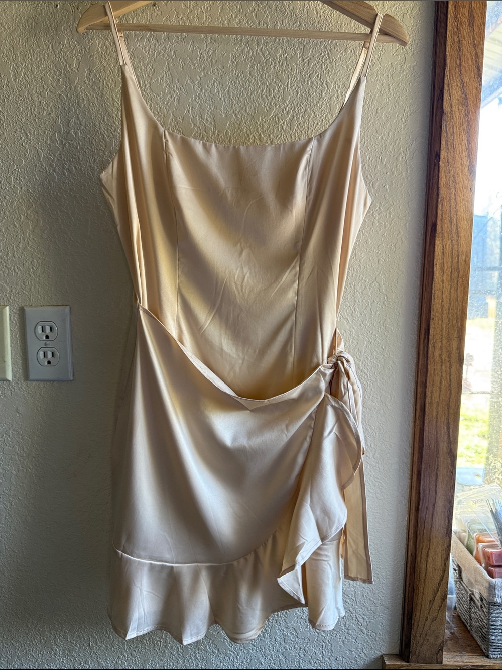 Princess Polly Champagne Satin Mini Dress with Side Tie